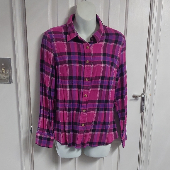 Vibrant Plaid Flannel Button-Down Shirt - Picture 1 of 6